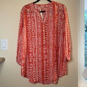 Red Patterned Women's Tunic Top